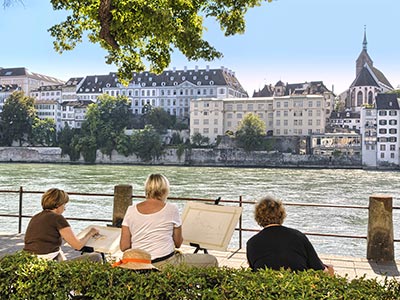 Rheinpromenade in Basel/Schweiz